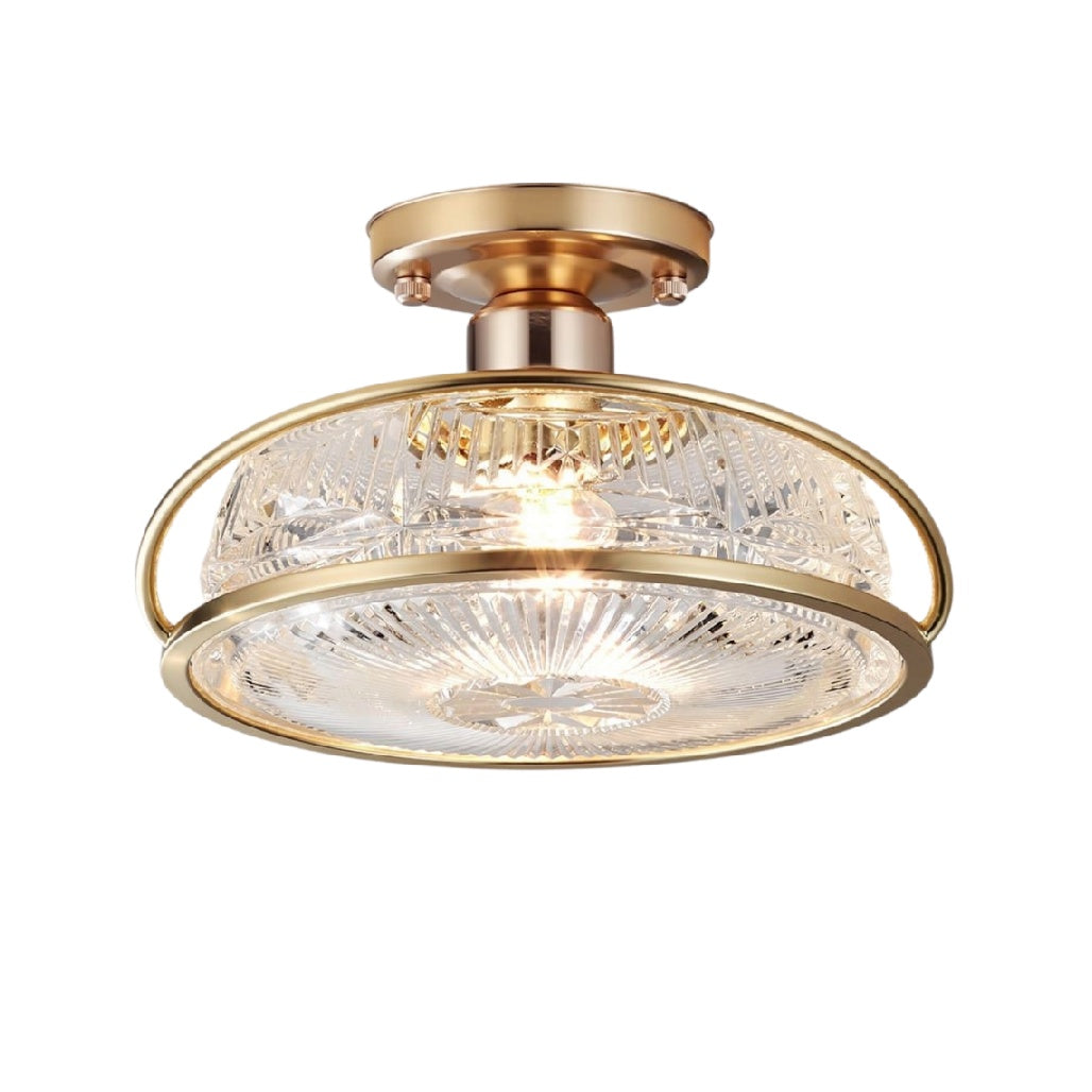 **Título técnico em português: Luminária de Teto Vintage com Design em Cristal e Acabamento Dourado**